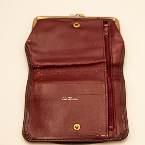 Vintage St Thomas snap close wallet Burgundy - Picture 2 of 3